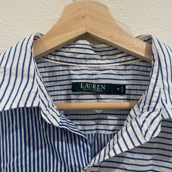 Ralph Lauren Blue and White Pinstriped Pajama Short Set 100% Organic Cotton - Picture 3 of 14